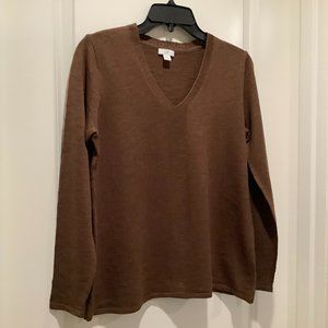 J. Jill Cotton/Linen Knit Top, brown, size small